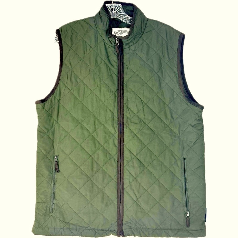Field & Stream Sportsman Vest Diamond Quilted Green Olive Mens Size M